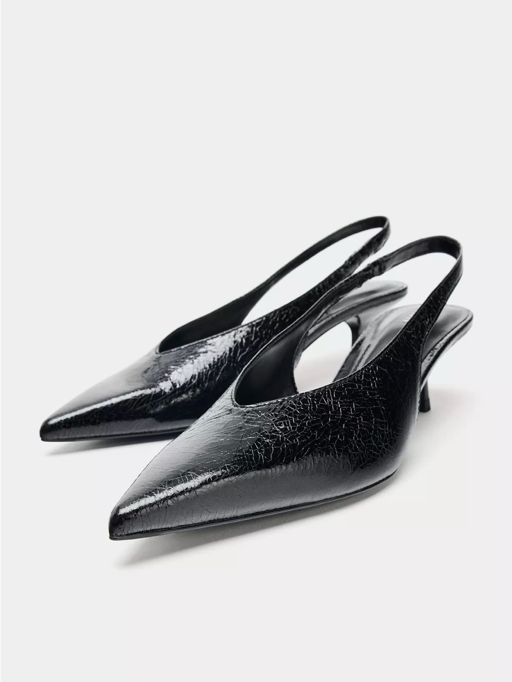 Zara Black Slingback Kitten Heel
